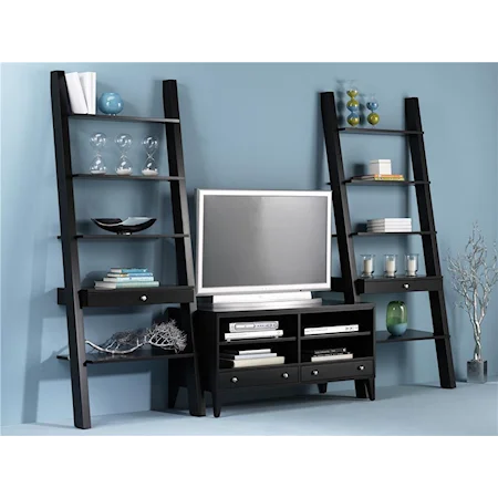 Entertainment Wall Unit & Leaning Bookcase